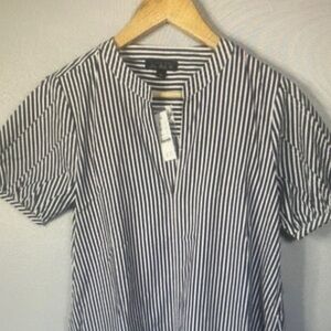 J. Crew Declined dress in striped cotton poplin XS Blue/White NWT